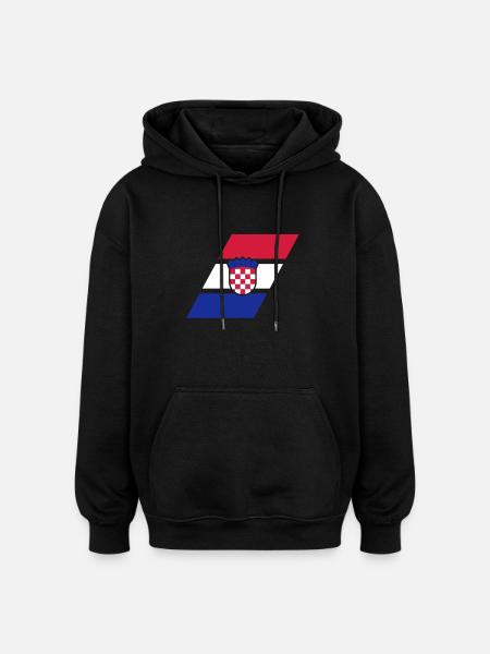 croatia stripe flag - Oversized Unisex Hoodie - black