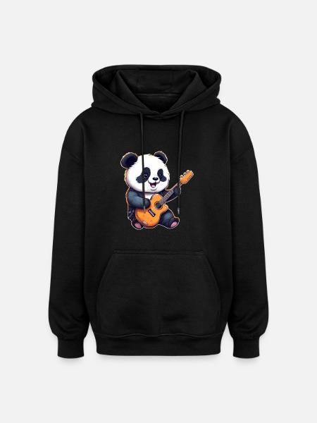Panda guitarist - Oversized Unisex Hoodie - black