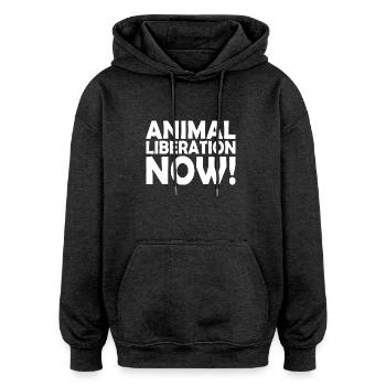 Animal liberation - Sweat à capuche oversize unisexe - charbon - Devant - Noah (186cm)