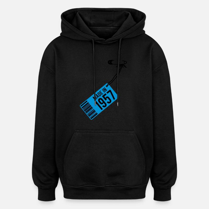 T-shirt anniversaire 1957 - Sweat à capuche oversize unisexe - noir
