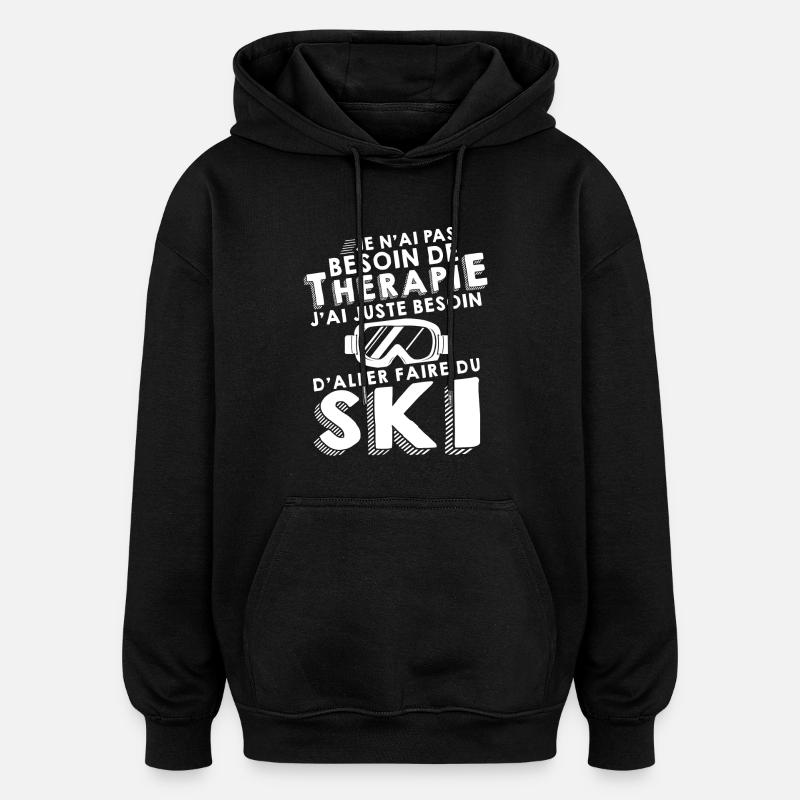 Thérapie - Ski - Sweat à capuche oversize unisexe - noir