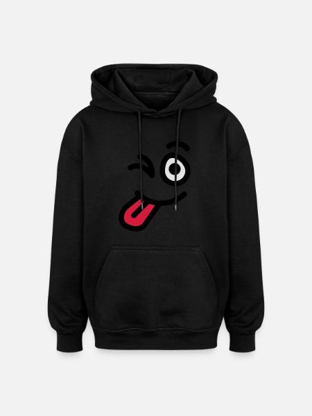 wink_face - Oversized Unisex Hoodie - Schwarz