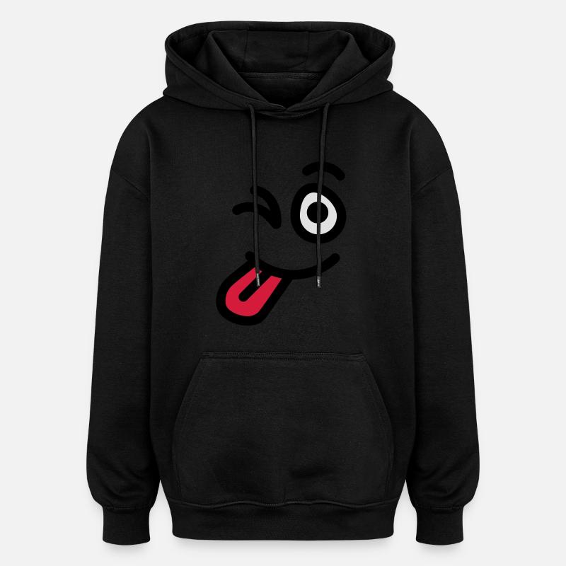 wink_face - Sweat à capuche oversize unisexe - noir