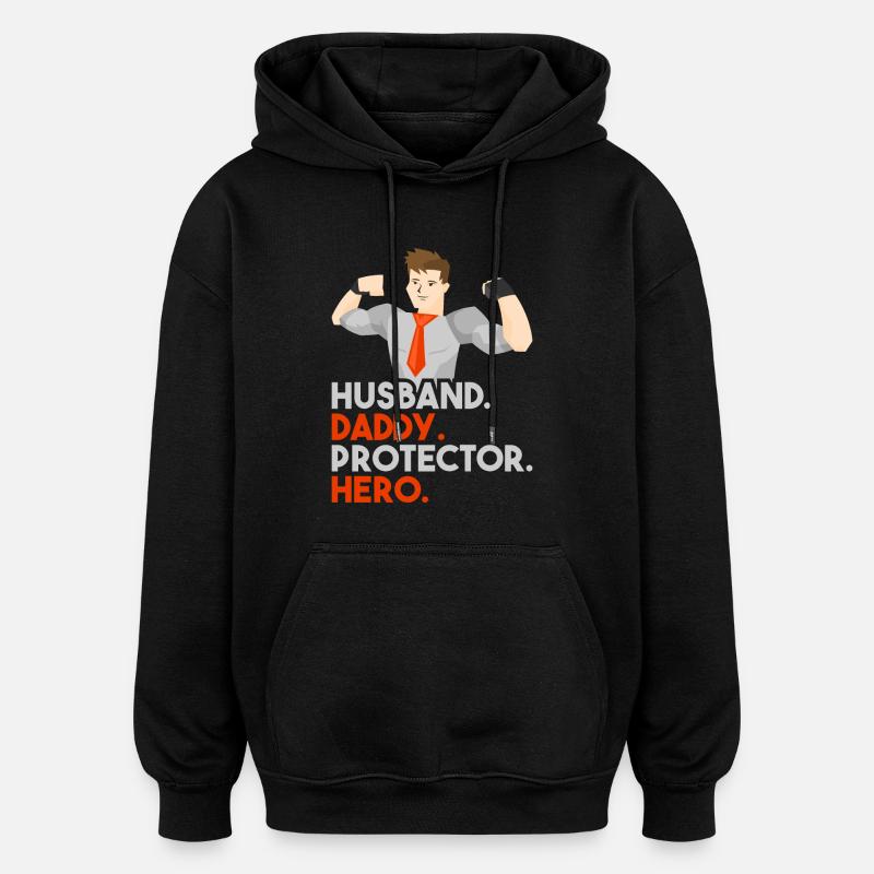 Papa super-héros - Sweat à capuche oversize unisexe - noir