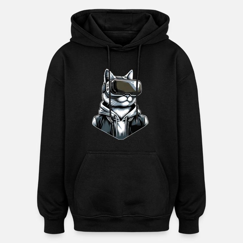 Katze VR-Brille Virtual Reality - Oversized Unisex Hoodie - Schwarz