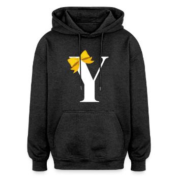 Buchstabe y gelbe Schleife - Oversized Unisex Hoodie - Anthrazit - Vorne - Noah (186cm)