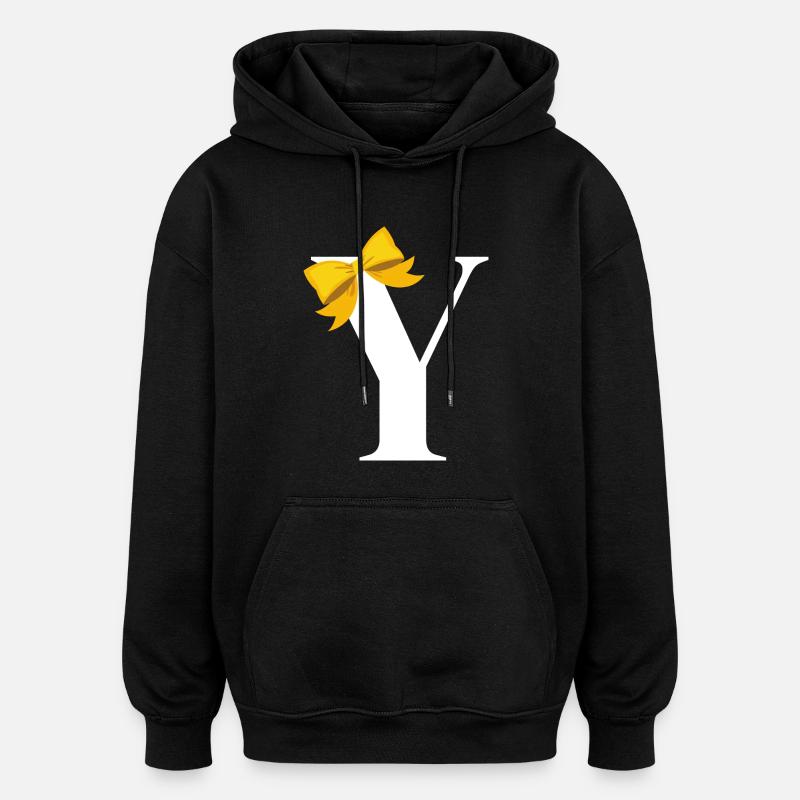 Lettre y nœud jaune - Sweat à capuche oversize unisexe - noir