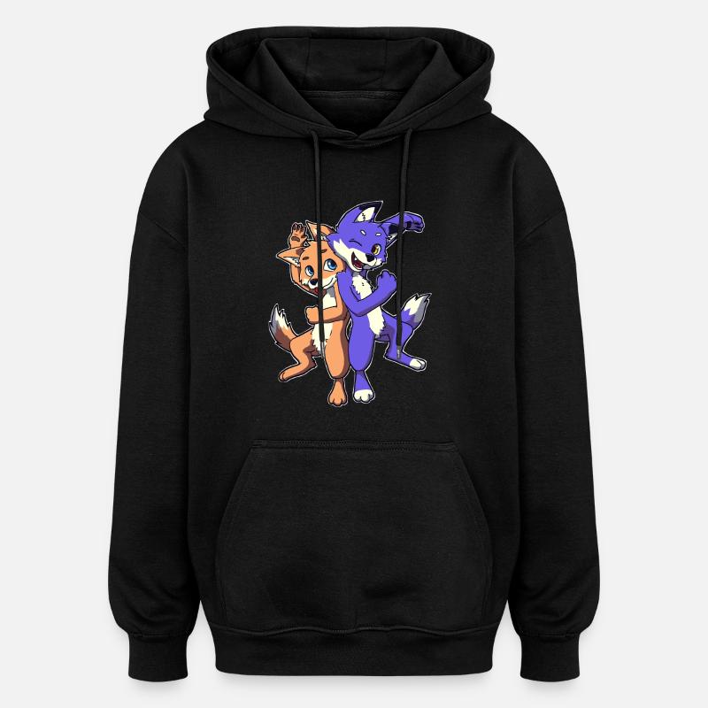 Poilu heureux - Sweat à capuche oversize unisexe - noir
