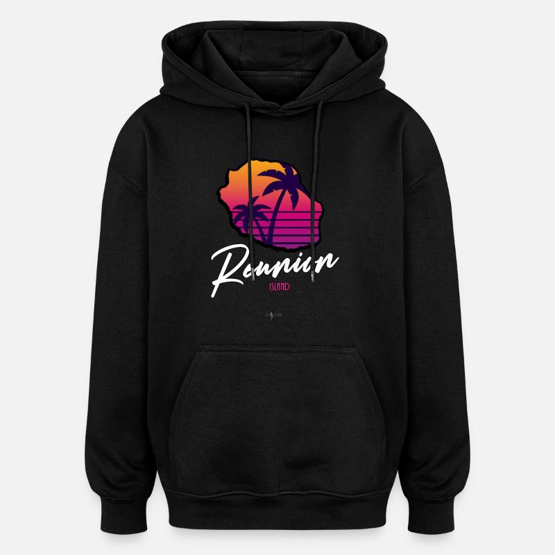 RUN Beach Rétro - Sweat à capuche oversize unisexe - noir