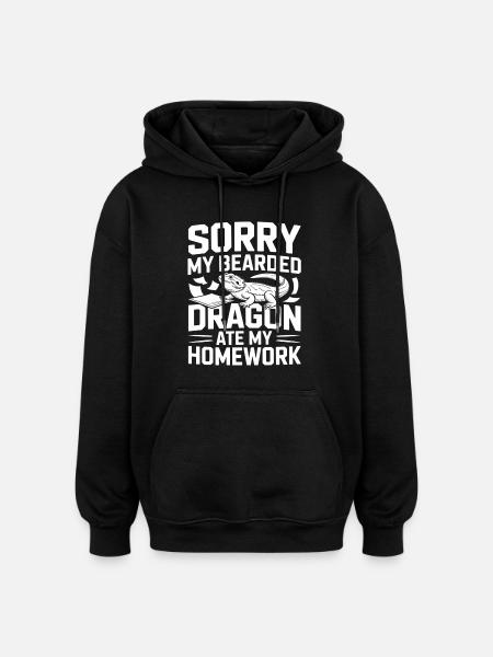 Min skægagame spiste mine lektier! Krybdyr elsker - Oversize unisex hoodie - sort