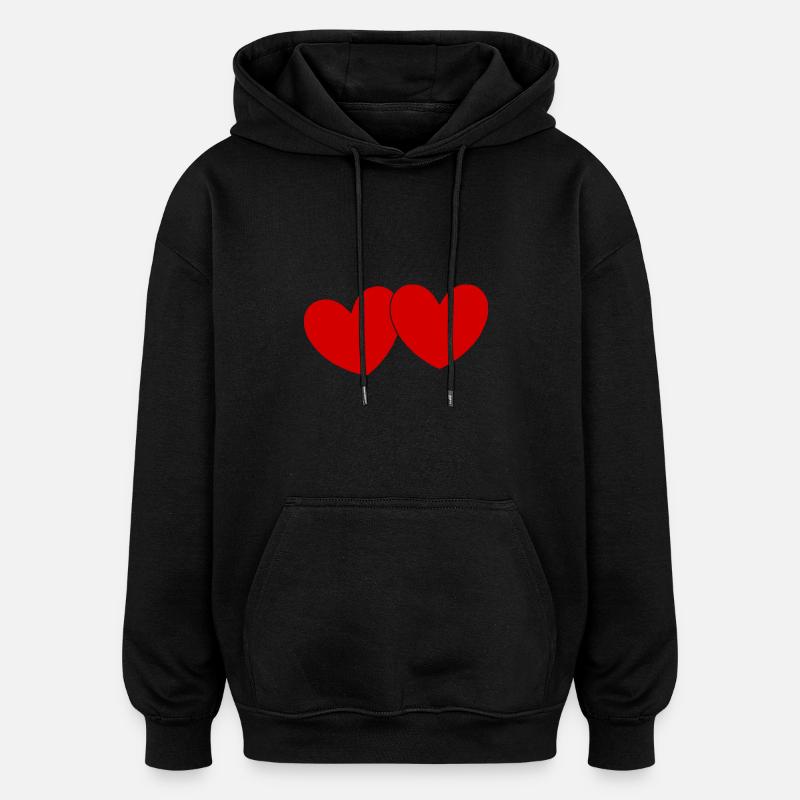 Saint-Valentin cœur rouge, st.valentin - Sweat à capuche oversize unisexe - noir