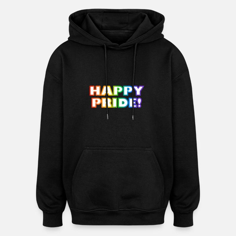 Joyeuse Gay Pride Arc-en-ciel LGBTQ - Sweat à capuche oversize unisexe - noir