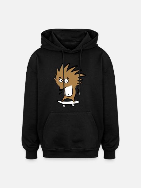 Skate-hedgehog "Knut H. Heckmann" - Oversized Unisex Hoodie - black