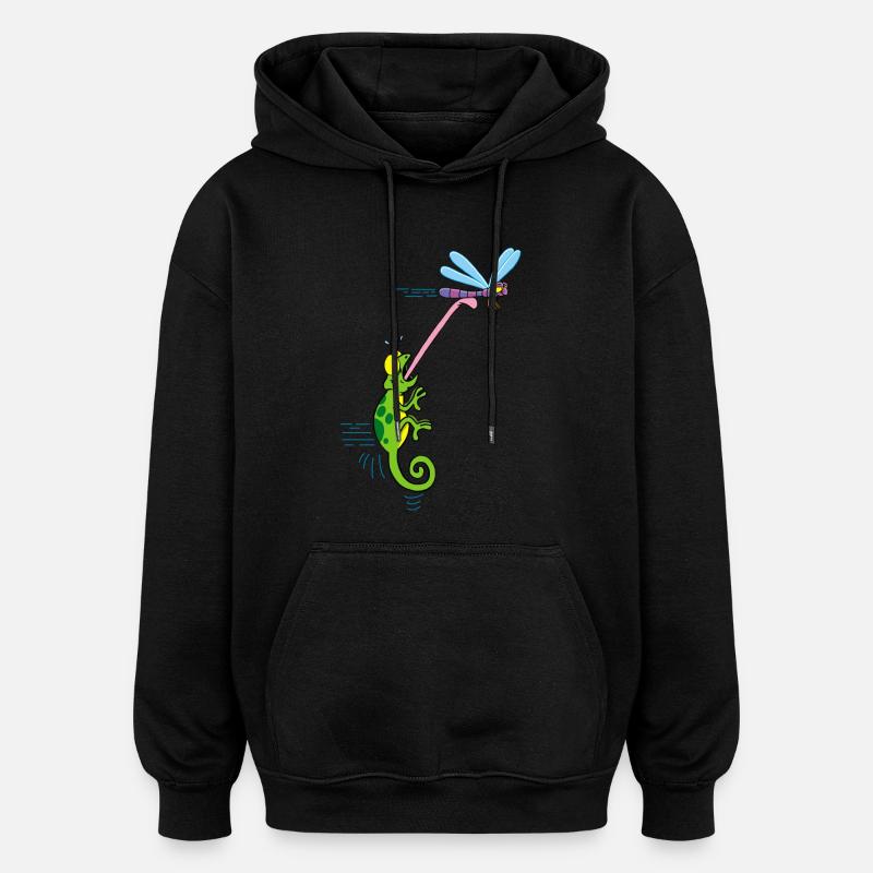 Chamäleon und Libellen - Oversized Unisex Hoodie - Schwarz