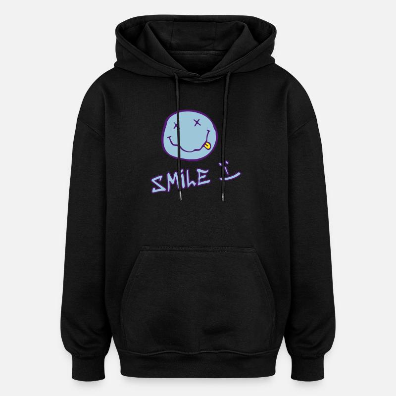 Visage souriant - Sweat à capuche oversize unisexe - noir