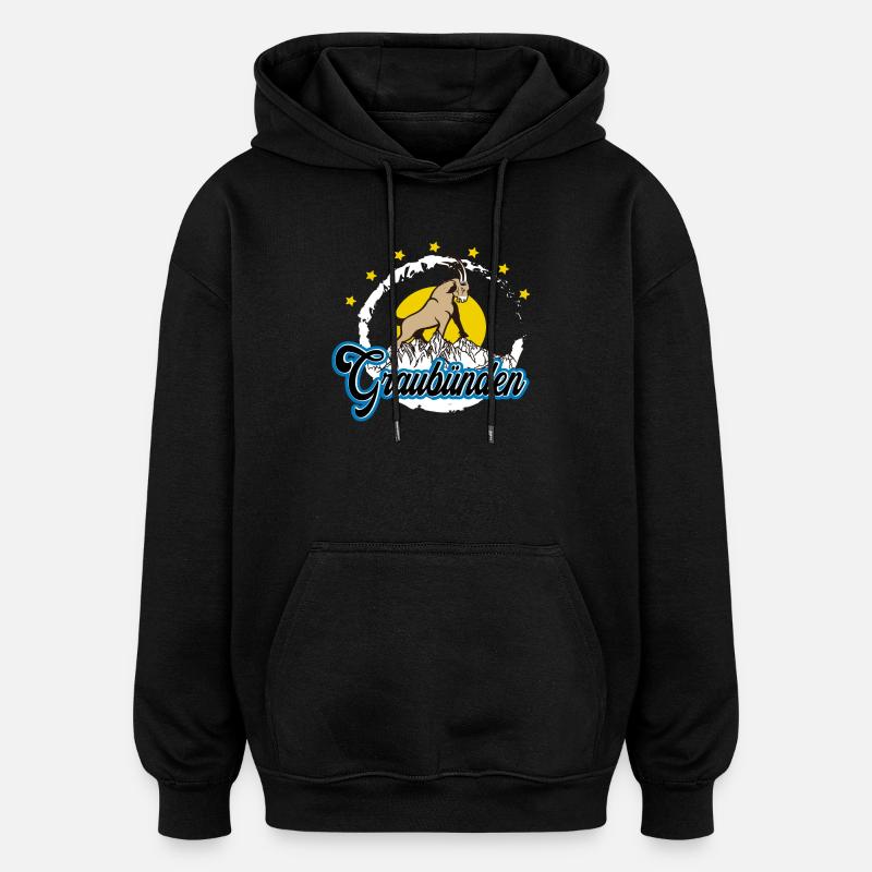 Graubünden Steinbock Summit - Oversized Unisex Hoodie - Schwarz