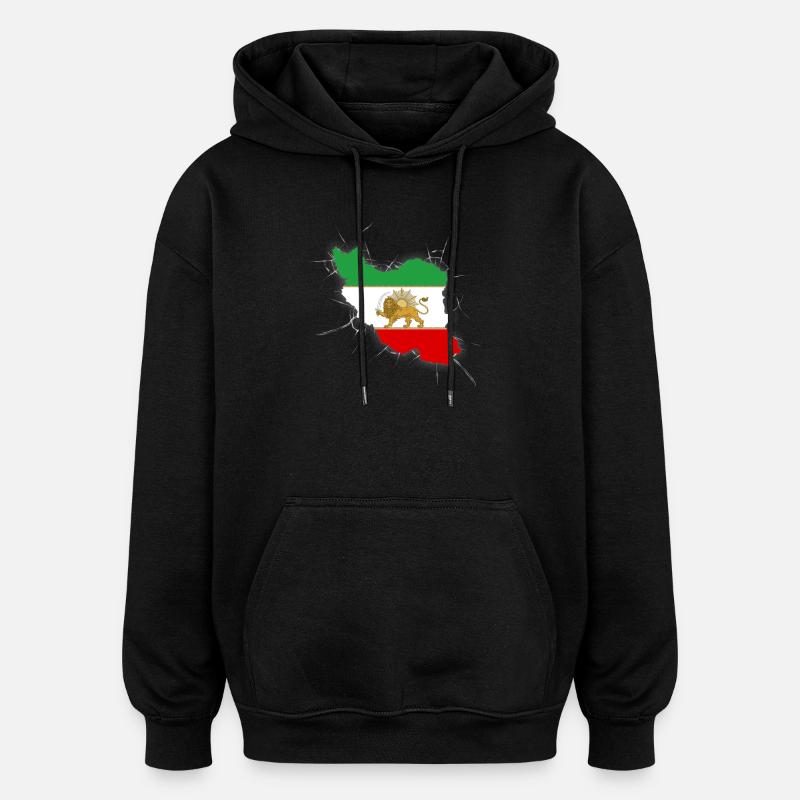 Drapeau Iran Lion et Soleil - شیر خورشید - Sweat à capuche oversize unisexe - noir