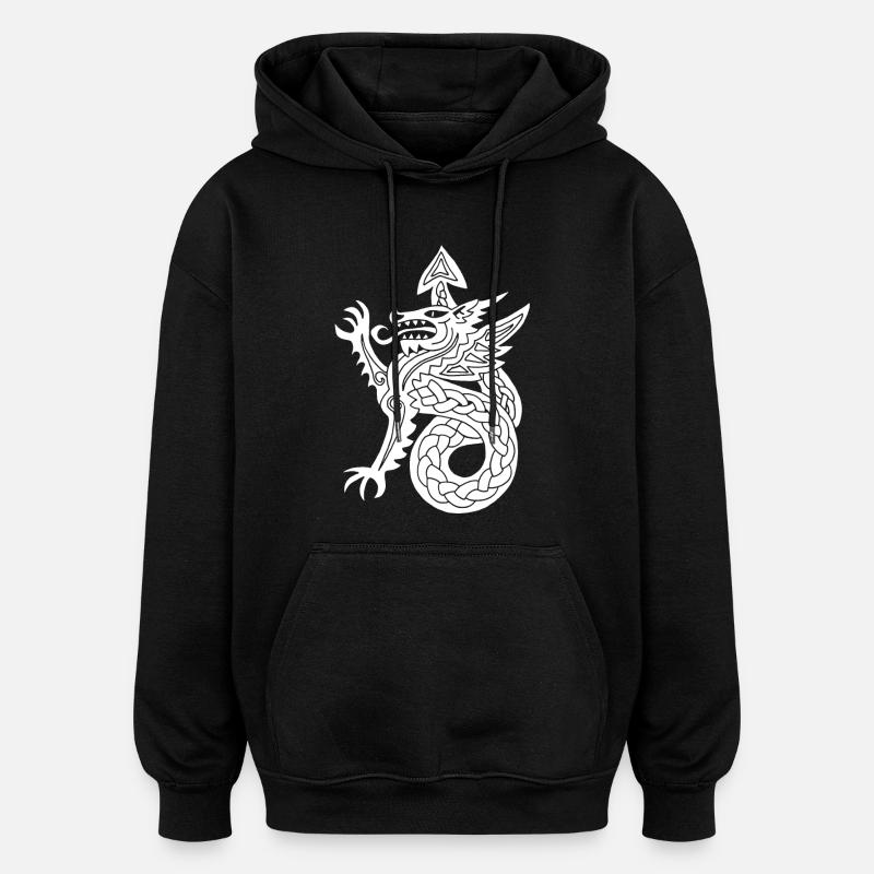 White Dragon - Oversized Unisex Hoodie - black
