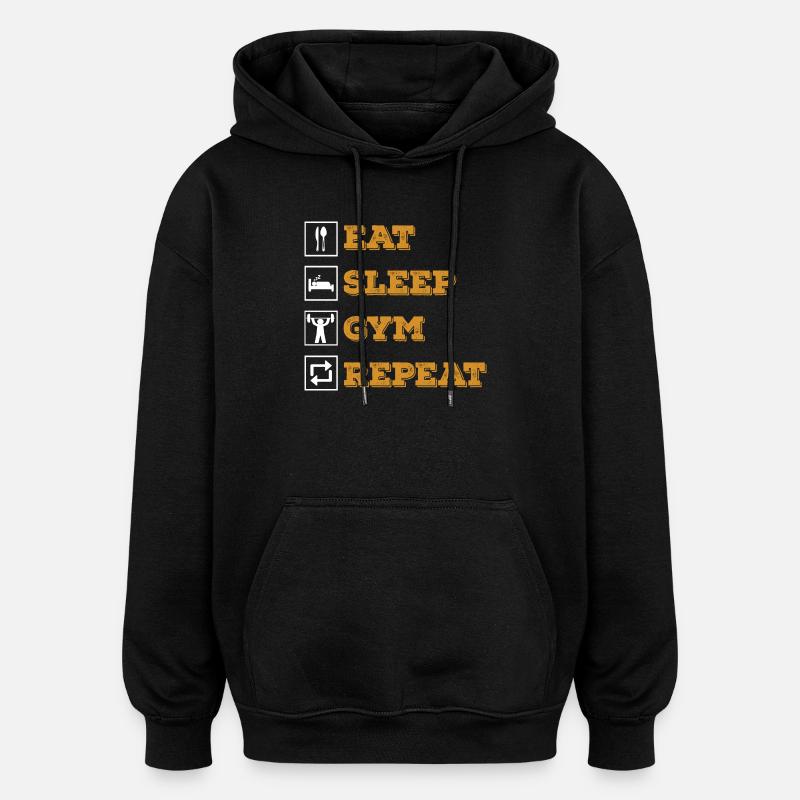 Manger Sleep Gym Répéter - Sweat à capuche oversize unisexe - noir