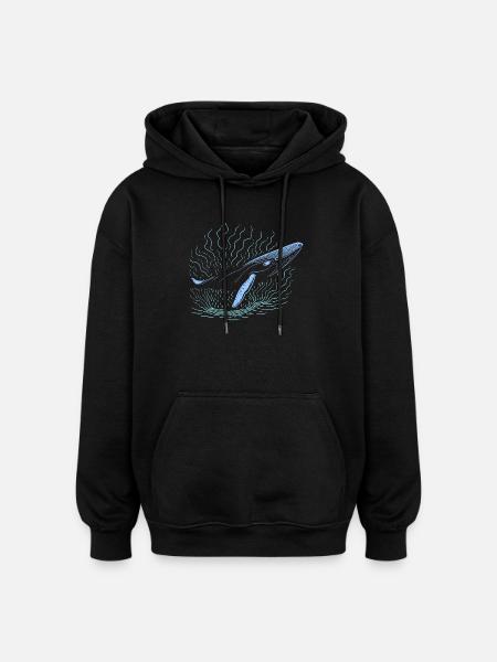 Big whale - Oversized Unisex Hoodie - black