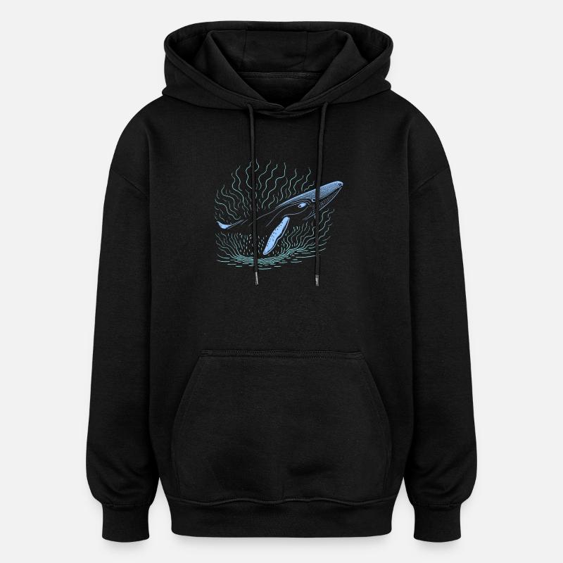 Großer Wal - Oversized Unisex Hoodie - Schwarz