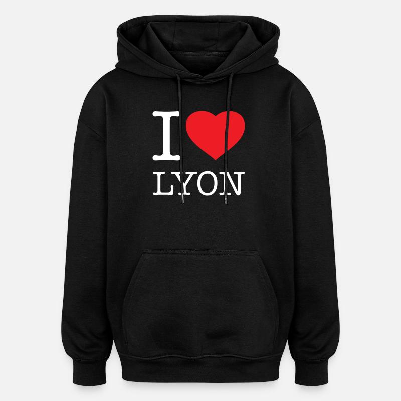 I LOVE LYON - Oversized Unisex Hoodie - black