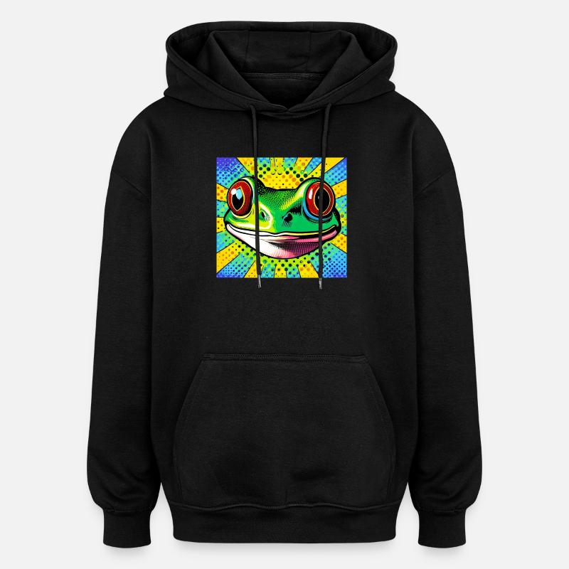 Grenouille Pop Art - Sweat à capuche oversize unisexe - noir