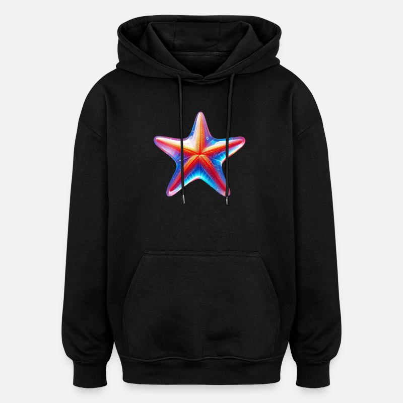 Seestern - Oversized Unisex Hoodie - Schwarz