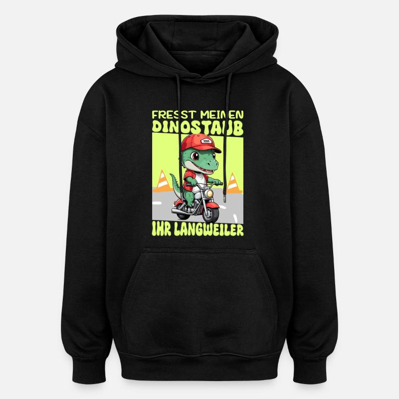 Dinosaur on Motorcycle - Oversized Unisex Hoodie - black