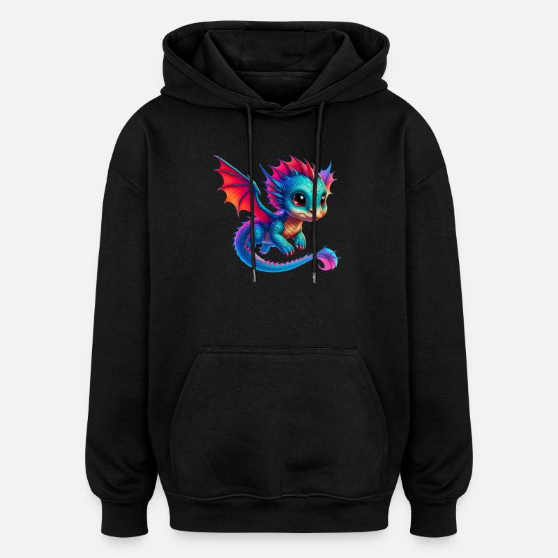 Drache - Oversized Unisex Hoodie - Schwarz