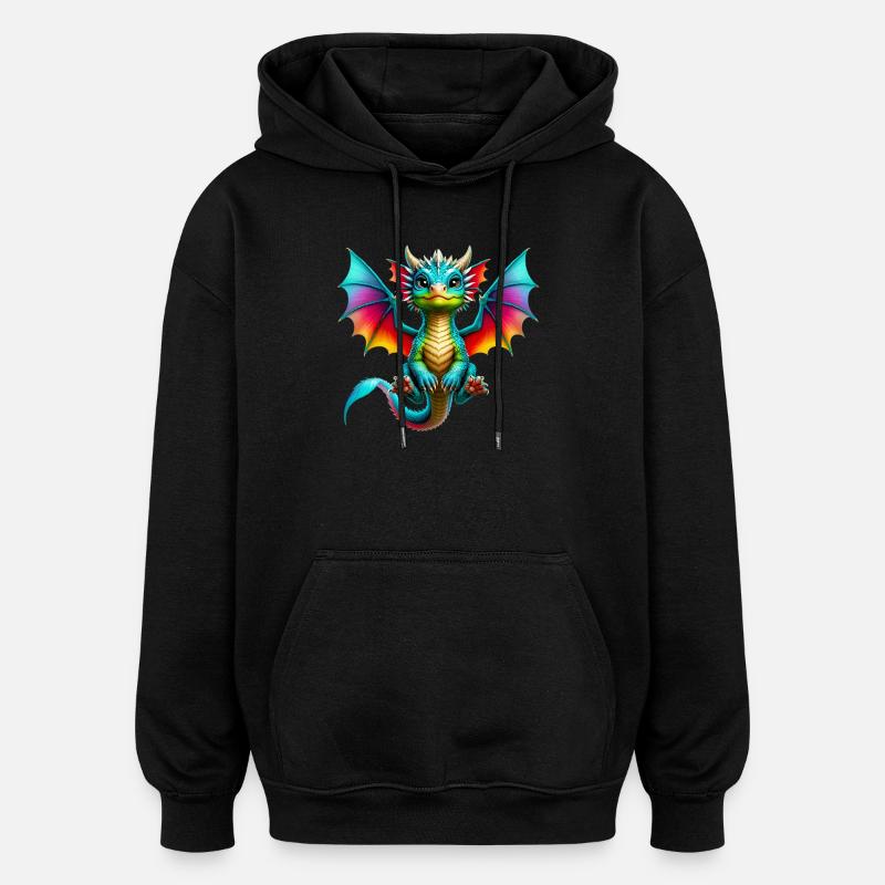 Dragon - Sweat à capuche oversize unisexe - noir