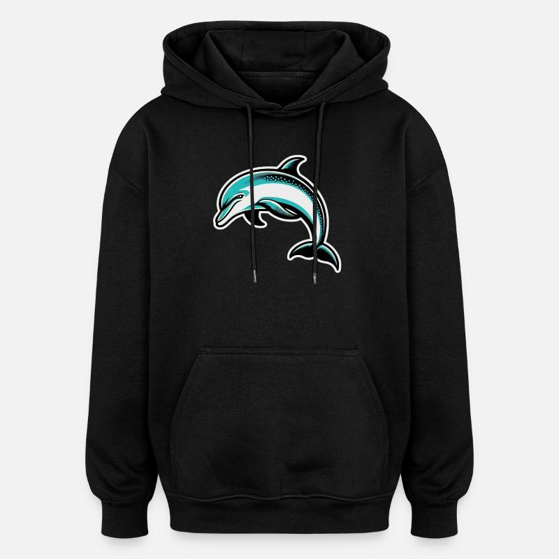 Delfin - Oversized Unisex Hoodie - Schwarz