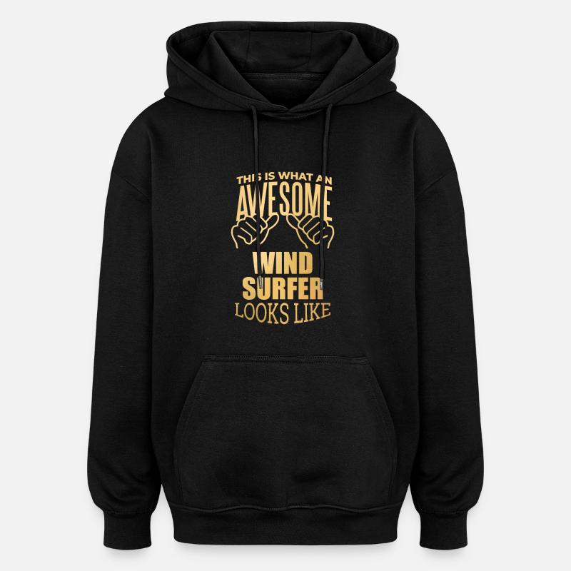 planche à voile - Sweat à capuche oversize unisexe - noir