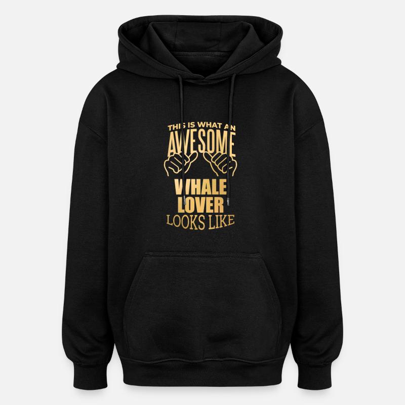 Baleine - Sweat à capuche oversize unisexe - noir