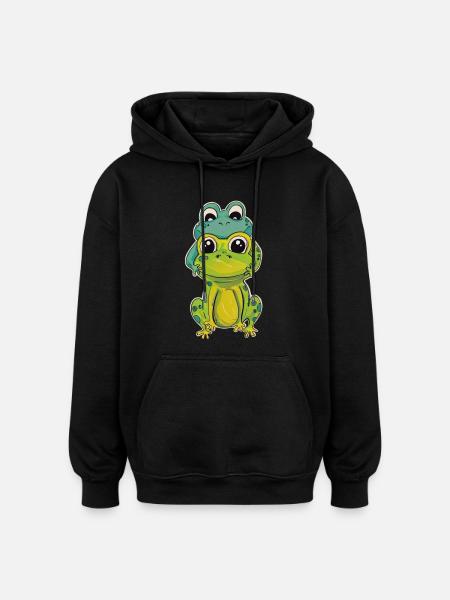 Two frog friends - Oversized Unisex Hoodie - black