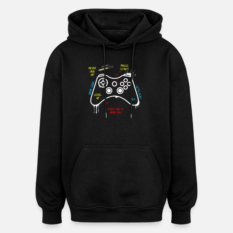 Gamer Controller Graffiti - Oversized Unisex Hoodie - black
