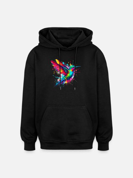 Kolibri - Oversized Unisex Hoodie - Schwarz
