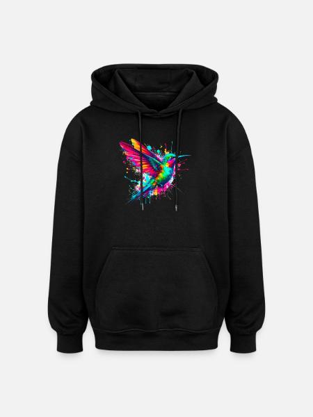 Hummingbird - Oversized Unisex Hoodie - black