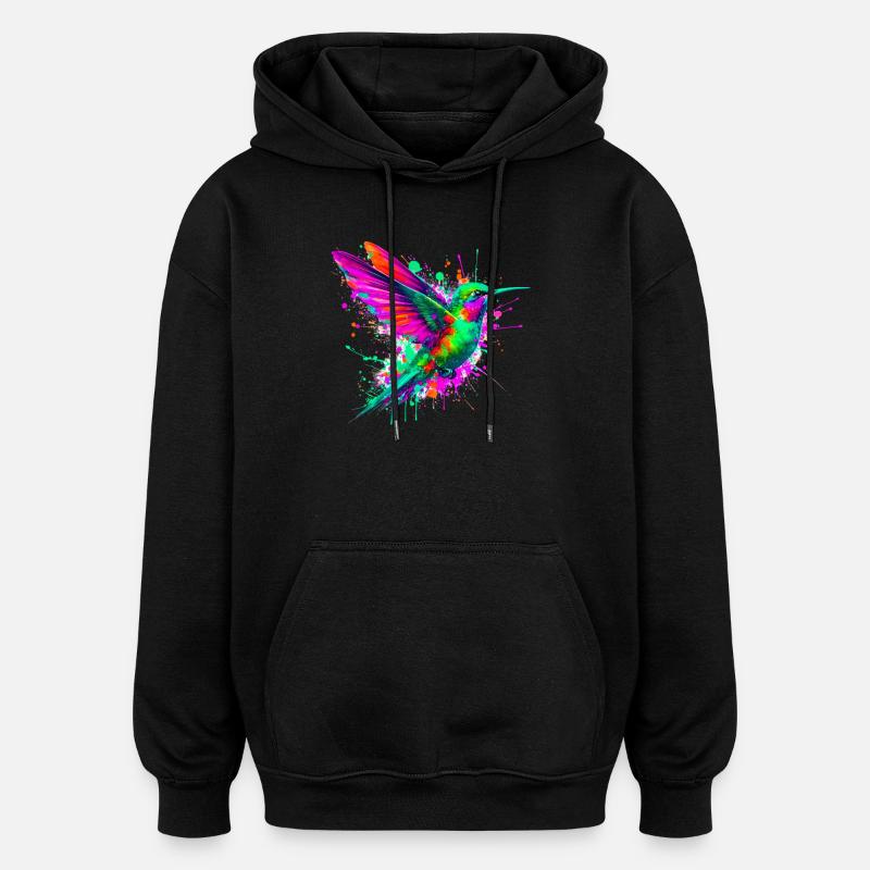 Hummingbird - Oversized Unisex Hoodie - black