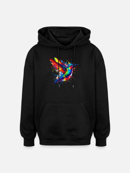 Hummingbird - Oversized Unisex Hoodie - black