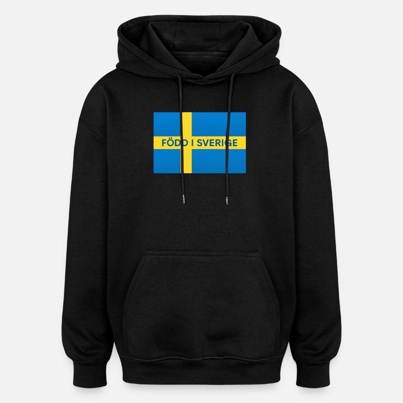 Drapeau suédois – Né en Suède - Sweat à capuche oversize unisexe - noir