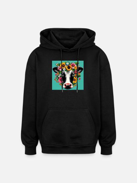 vache - Sweat à capuche oversize unisexe - noir