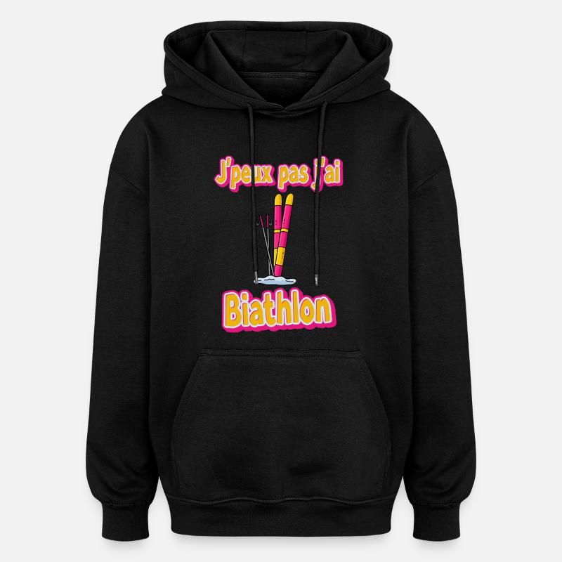 Humorvolles Statement eines Biathlon-Athleten - Oversized Unisex Hoodie - Schwarz