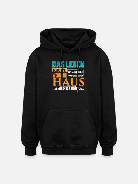 Camper Camping Caravan Saying - Oversized Unisex Hoodie - black