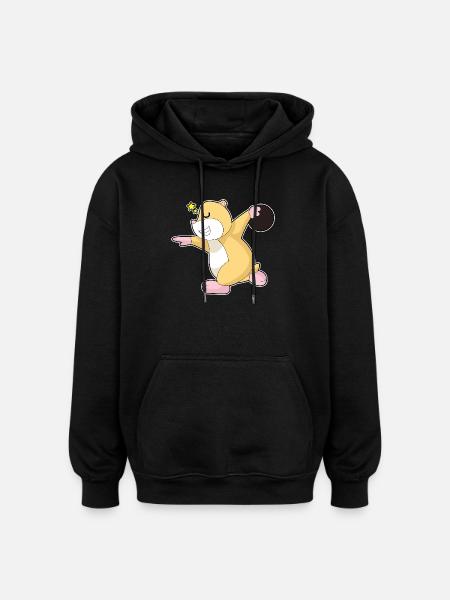 Hamster Bowling Bowlingkugel - Oversized Unisex Hoodie - Schwarz