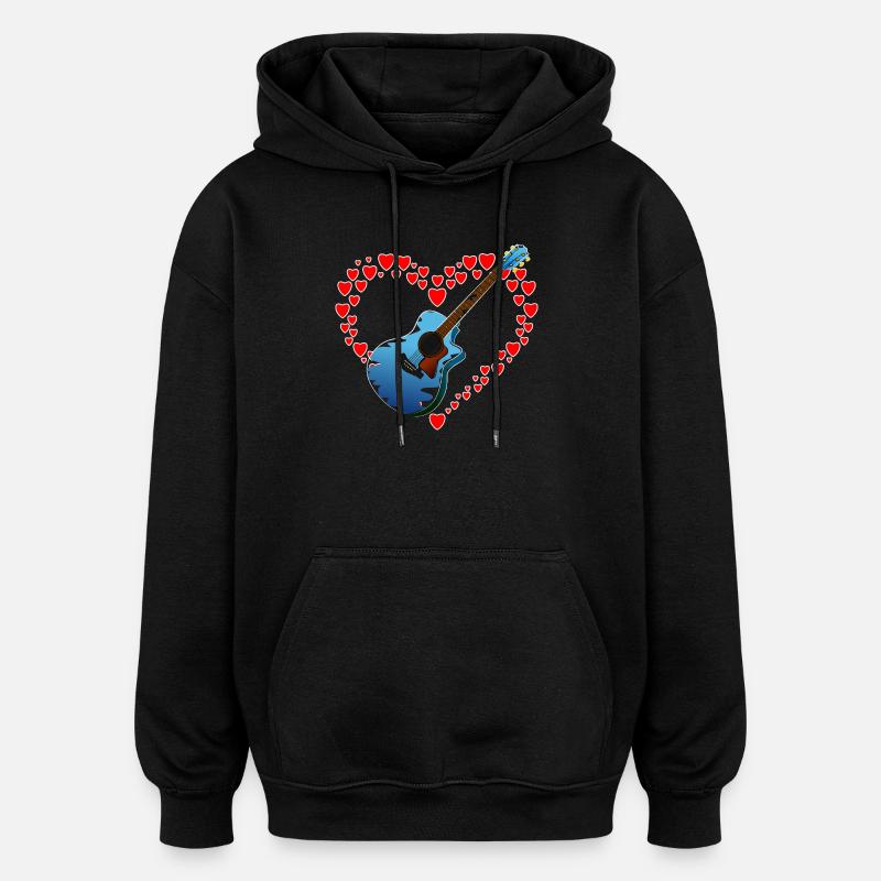 Cœur à la guitare - Sweat à capuche oversize unisexe - noir