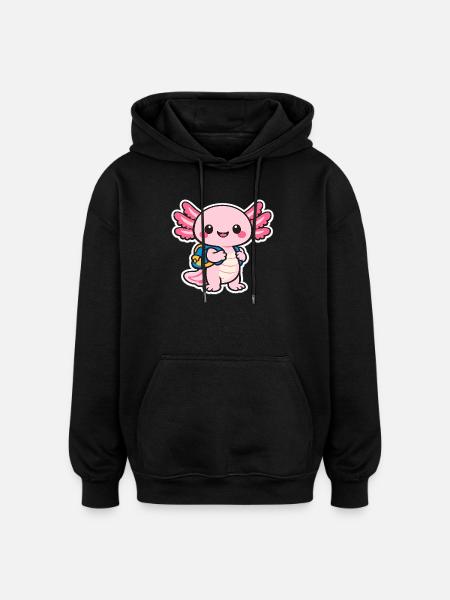 Cuddly axolotl - Oversized Unisex Hoodie - black