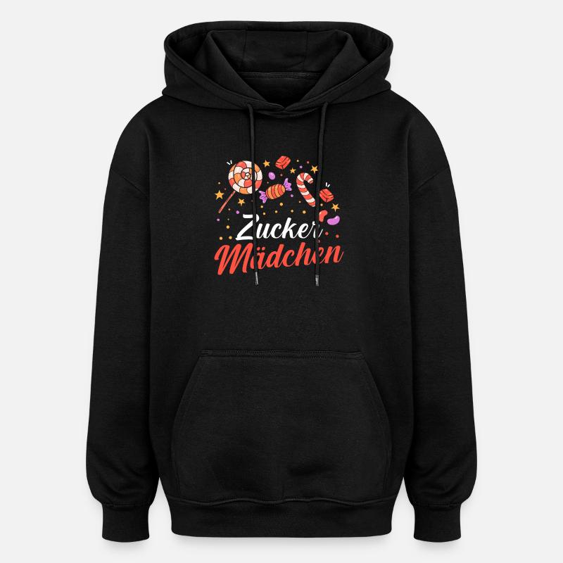 Fille mignonne gourmande par les sucreries - Sweat à capuche oversize unisexe - noir