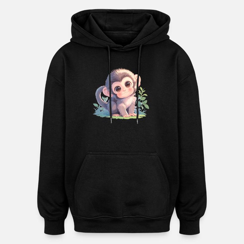 Macaque Macaque - Sweat à capuche oversize unisexe - noir