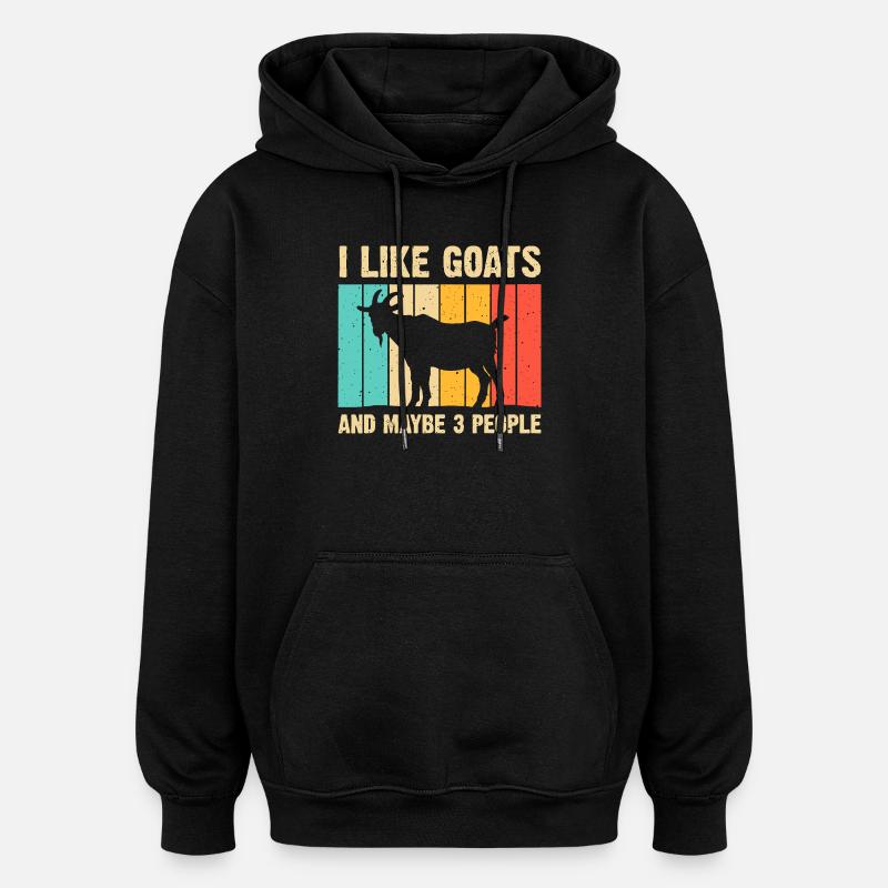 Ziegensilhouette auf Regenbogenplanken - Oversized Unisex Hoodie - Schwarz